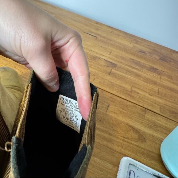 Sorel Joan Of Arctic Wedge Tan Brown Leather Ankle Boots Size 8 - Picture 5 of 6